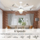 Reversible Ceiling Fan with Light, 3 Blades Indoor Modern Mount White LED Lighting Fan with Remote Controller, for Bedroom, Livi