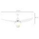 Reversible Ceiling Fan with Light, 3 Blades Indoor Modern Mount White LED Lighting Fan with Remote Controller, for Bedroom, Livi