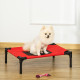 PawHut Raised Dog Bed Cat Elevated Lifted Portable Camping w/ Metal Frame Black and Red (Small)