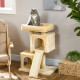 PawHut Sisal Cat Rest &amp; Play Activity Tree w/ 2 House Cream White