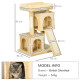 PawHut Sisal Cat Rest &amp; Play Activity Tree w/ 2 House Cream White