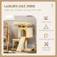 PawHut Sisal Cat Rest &amp; Play Activity Tree w/ 2 House Cream White