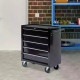 5-Drawer Tool Chest with Wheels, Steel Lockable Tool Storage Cabinet with Handle, 2 Keys for Garage, Workshop, Black