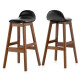 Bar Stool Set of 2 with Padded Seat and Back Cushion