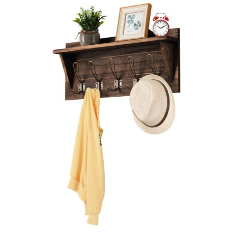 Wall-Mounted Coat Hooks with Shelf for Entryway