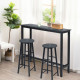 Set of 2 Faux Marble Bar Stools with Footrest and Anti-slip Foot Pad