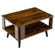 Wooden Industrial Coffee Table with Storage Shelf for Home Office