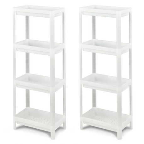 2 Pack 4-Tier Slim Kitchen Storage Cart with Drainage Holes