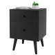 2-Drawer Nightstand with Solid Rubber Wood Legs and Large Storage Space