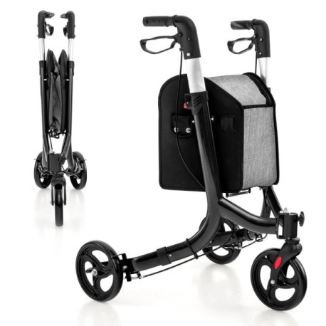 Folding Aluminum Rolling Walker with Zippered Storage Bag and Safe Dual Brake System