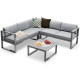 4 Piece Aluminum Patio Sofa Set for Backyard Garden Poolside