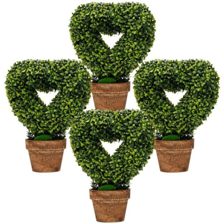 4 Pieces Heart-Shape Artificial Plant Set