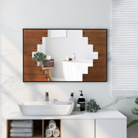 Decorative Rectangle Wall Mirror with Piano Key-Shaped Frame