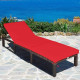 Rattan Sun Lounger with Adjustable Backrest and Removable Cushion