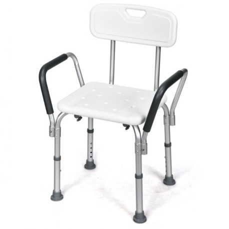 Adjustable Height Bath / Shower Chair with Removable Back and Armrests