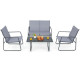 4 Piece Garden Patio Bistro Furniture Set with Loveseat, Coffee Table and 2 Chairs