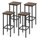 Set of 4 Bar Stool Set with Metal Legs and Footrest