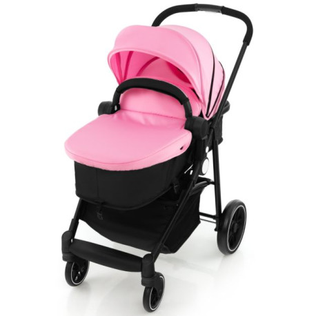 2 in 1 High Landscape Stroller with Reversible Seat and Adjustable Backrest and Canopy