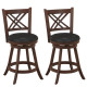 Upholstered Counter Height Barstools with PU Surface and Rubber Wood Frame