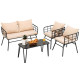 4 Piece Patio Conversation Set with Seat Back Cushions