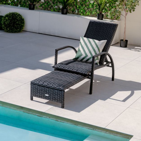 Patio Chaise Lounge with 5-Level Adjustable Backrest