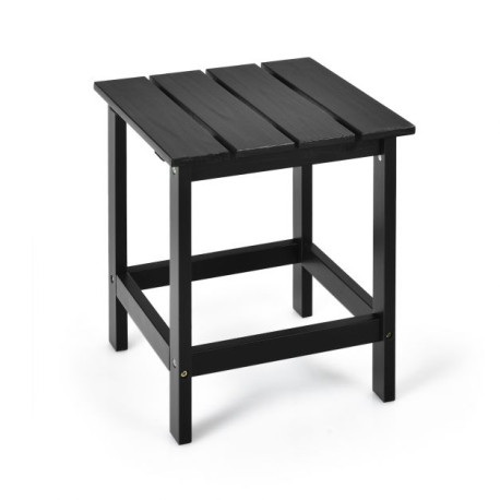 Square Wood Patio End Table with Slatted Design for Balcony Lawn