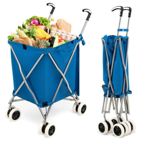 90L Folding Shopping Trolley with Removable Waterproof Bag and Cover