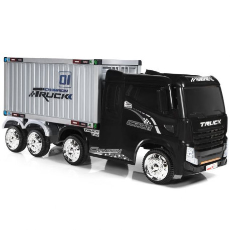 12V Ride-On Semi-Truck with Container for Kids of 3-8 Year Old