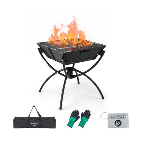 Camping Fire Pit Cooking Grills with Carrying Bag and Gloves