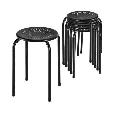 Set of 6 Round Metal Stools Support up to 120kg