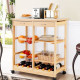 Wooden Rolling Kitchen Cart with Drawers Shelves Wire Baskets Wine Racks