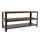 3-Tier TV Stand with Open Storage Shelves and Metal Frame