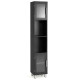 Freestanding Slim Wooden Bathroom Cabinet with Tempered Glass Doors