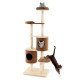 6-Tier Cat Tree Rubber Wood Cat Tower with Sisal Scratching Post