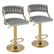 Upholstered Velvet Adjustable Bar Stools with Footrests for Kitchen Island