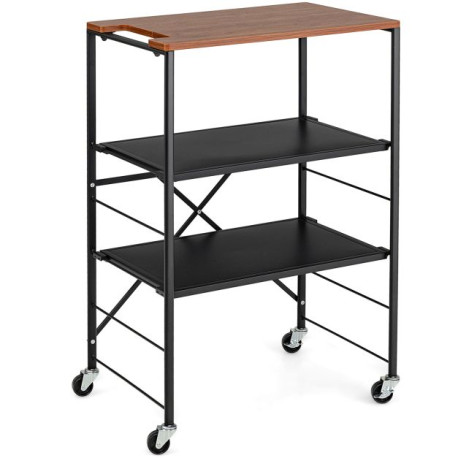 Storage Cart with Adjustable Shelves, Foldable Frame and Lockable Casters