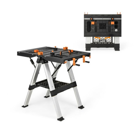 2 in 1 Portable Folding Work Bench Sawhorse Worktable with Adjustable Height