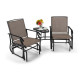 Outdoor Double Swing Glider Chair Set with Table and Umbrella Hole