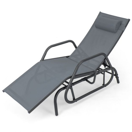 Outdoor Chaise Lounge Glider Chair with Armrests and Pillow