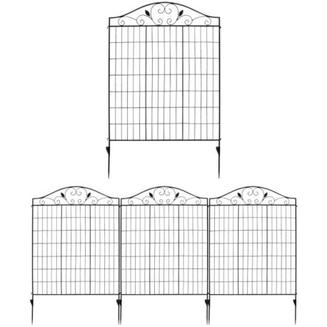 4 Panels Folding Iron Decorative Garden Fence Interlockable