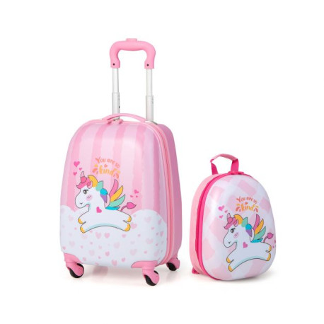 2 Piece Lightweight Child's Luggage Set with Wheels