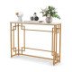 110 cm Console Table Narrow Entryway Table with Geometric Golden Frame