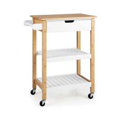 Bamboo Rolling Kitchen Island with Pull-Out Drawer