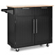 Rolling Kitchen Island with 2-Door Storage Cabinet