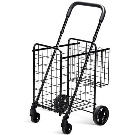 Folding Height Adjustable Shopping Trolley with Handle and Wheels