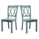 Set of 2 Armless Wood Dining Chairs with Ergonomic Fluted Seat