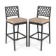 Set of 2 Metal Frame Patio Bar Stools with Detachable Cushion and Footrest