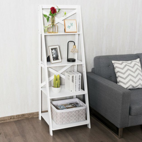 4 Tier Wooden Ladder Shelving Unit