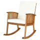 Patio Rocking Chair Acacia Wood Rocker with Seat &amp; Back Cushions