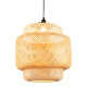 Bamboo Pendant Light with Lampshade and Plug in Cord